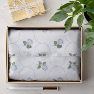 Blue Hydrangea Garden Floral Trellis Tissue Paper