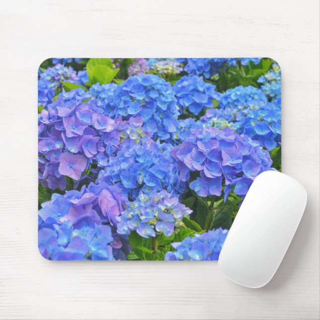 Blue Hydrangea Garden Flowers Floral Mouse Pad (With Mouse)