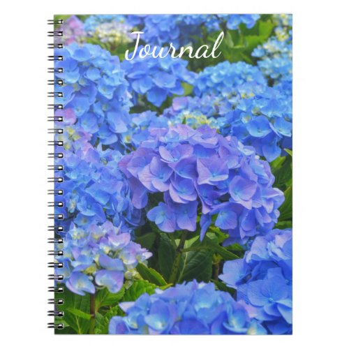 Blue Hydrangea Garden Flowers Journal Spiral