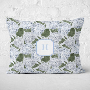 Blue Hydrangea Garden Monogram Accent Pillow