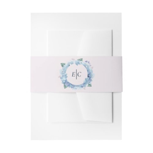 Blue Hydrangea Garden Monogram Wedding Belly Band