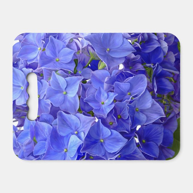 Blue Hydrangea Gardener's Floral Kneeling Pad (Front Horizontal)