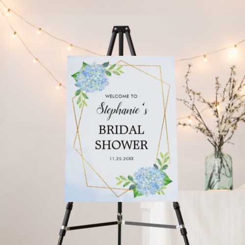 Blue Hydrangea Geometric Bridal Shower Foam Board