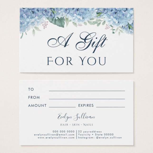 Blue Hydrangea Gift Card (Front & Back)