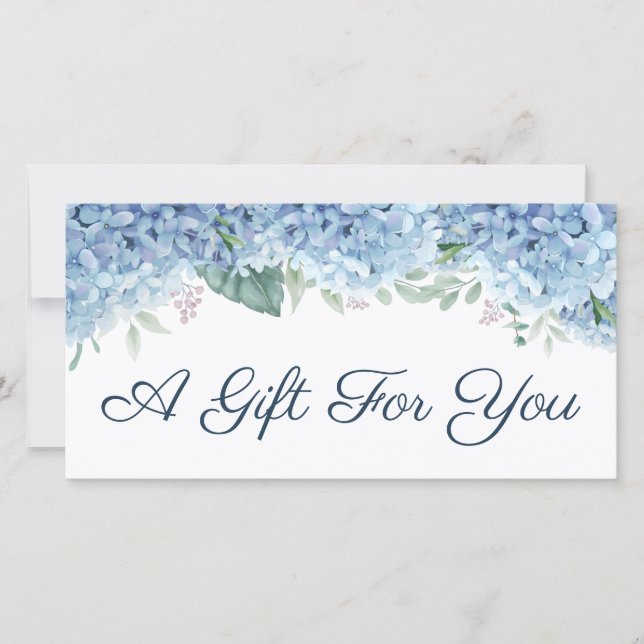 Blue hydrangea gift certificate (Front)