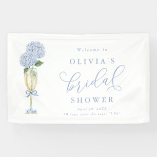  Blue Hydrangea & Gold Champagne Welcome Banner