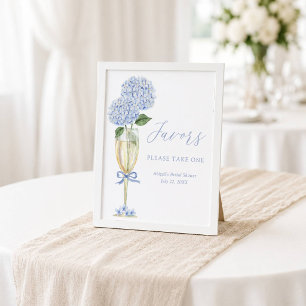 Blue Hydrangea, Gold Glass Favor Table Poster