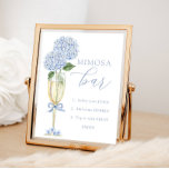 Blue Hydrangea, Gold Mimosa Bar Shower Poster<br><div class="desc">Change the directions and personalize using the template form.</div>