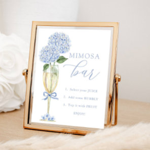 Blue Hydrangea, Gold Mimosa Bar Shower Poster