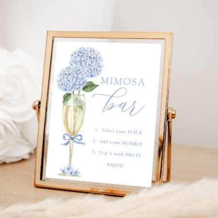 Blue Hydrangea, Gold Mimosa Bar Shower Poster