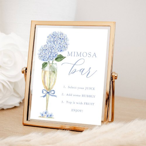 Blue Hydrangea Gold Mimosa Bar Shower Poster