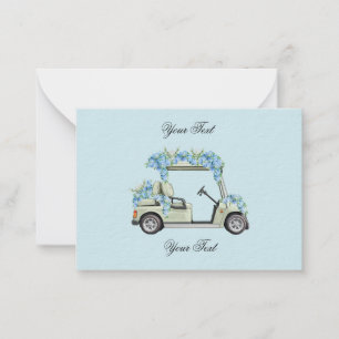Blue Hydrangea Golf Cart Floral Wedding Enclosure  Note Card