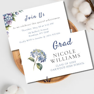 Blue Hydrangea Grad Party Enclosure Card