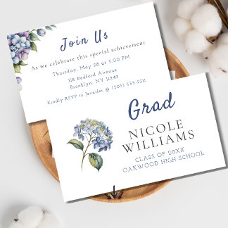 Blue Hydrangea Grad Party Enclosure Card