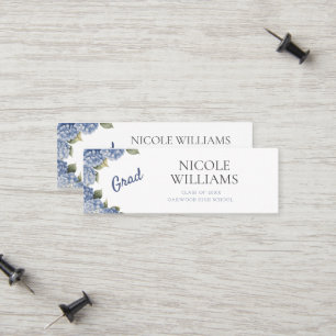 Blue Hydrangea Grad Personal Name Card
