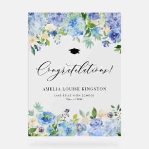Blue Hydrangea Graduation Congratulations Acrylic Sign