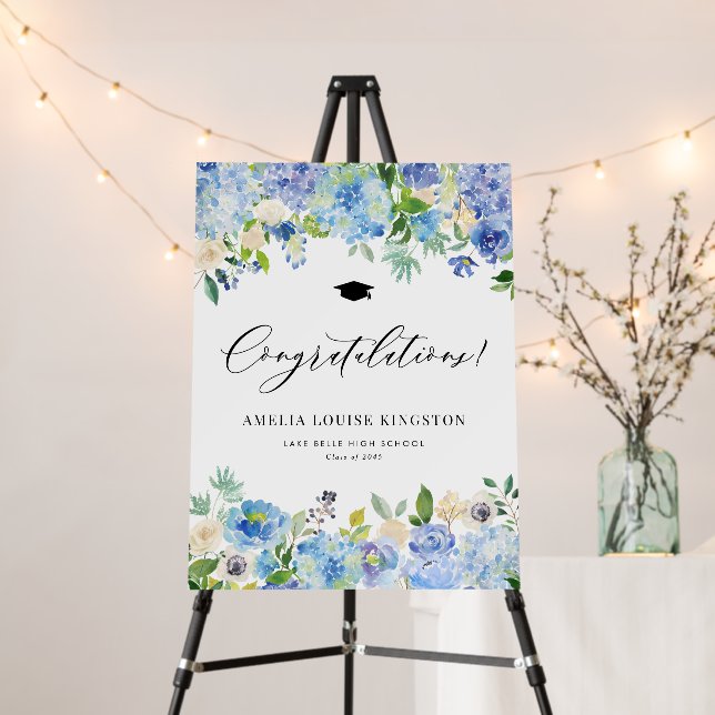 Blue Hydrangea Graduation Congratulations Foam Board (In Situ (Stand))