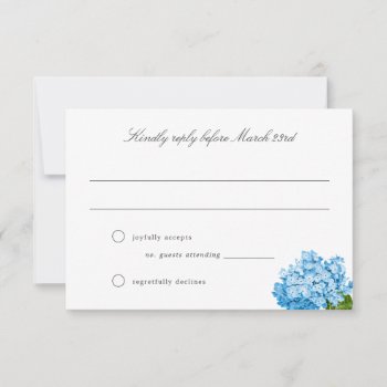 Blue Hydrangea Grand-millennial Wedding Rsvp Card by 2BirdStone at Zazzle