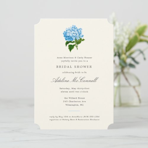 Blue Hydrangea Grandmillennial Bridal Shower Invitation
