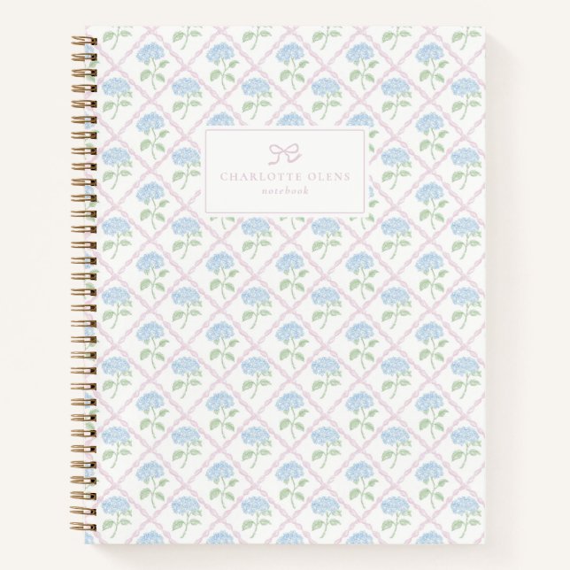Blue Hydrangea, Grandmillennial | Cottagecore  Notebook (Front)