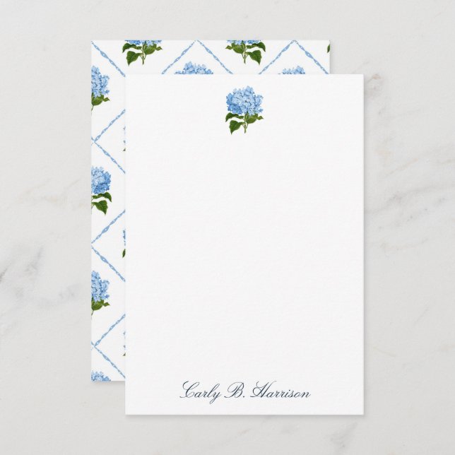 Blue Hydrangea Grandmillennial Personlized Invitation (Front/Back)