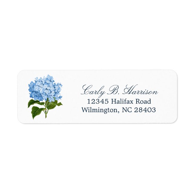 Blue Hydrangea Grandmillennial Return Address Label (Front)