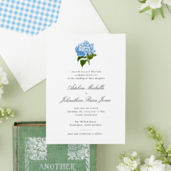 Blue Hydrangea Grandmillennial Wedding Invitation by 2BirdStone at Zazzle