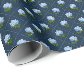 Blue Hydrangea Grandmillennial  Wrapping Paper