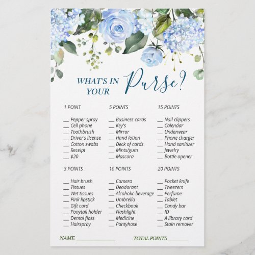 Blue Hydrangea Greenery Bridal Shower Game