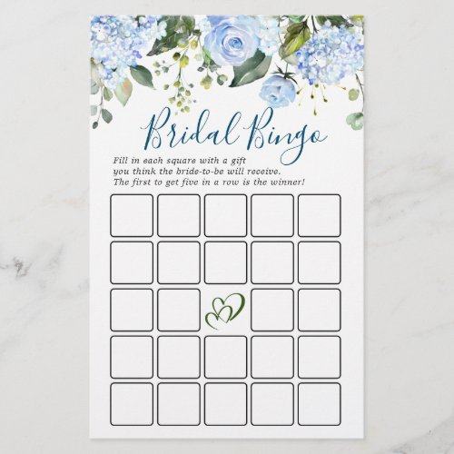 Blue Hydrangea Greenery Bridal Shower Game