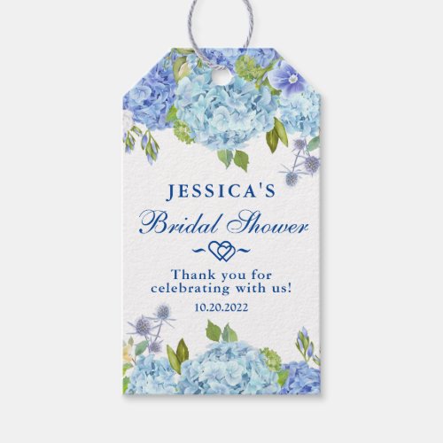 Blue Hydrangea  Greenery Bridal Shower Thank You Gift Tags