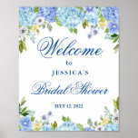 Blue Hydrangea  Greenery Bridal Shower Welcome Poster<br><div class="desc">Welcome guests to your wedding with  Blue Hydrangea  Floral Greenery Bridal Shower Welcome Poster,  featuring lush watercolor botanical greenery and white flowers,  with "welcome to our happily ever after, " your names,  and wedding date in a chic mix of modern block and hand lettered calligraphy typefaces.</div>
