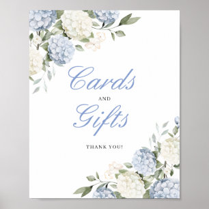 Blue Hydrangea Greenery Cards & Gifts Wedding Sign