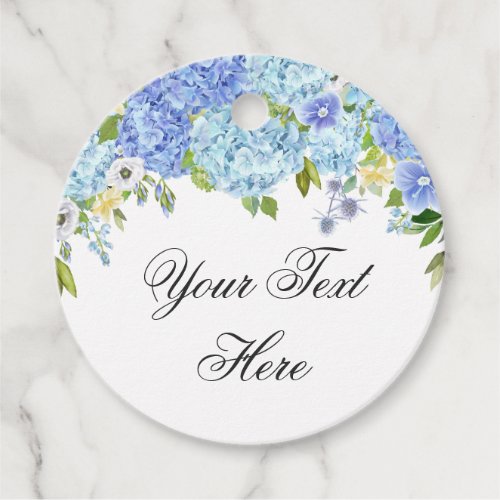 Blue Hydrangea  Greenery Custom Thank You Favor Tags