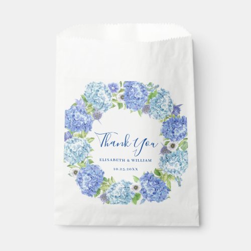Blue Hydrangea  Greenery Love and Thanks Wedding Favor Bag