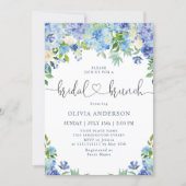 Blue Hydrangea Greenery Watercolor Bridal Brunch Invitation (Front)