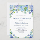 Blue Hydrangea Greenery Watercolor Bridal Luncheon Invitation (Front)