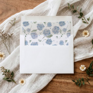 Blue Hydrangea Greenery Wedding Invitation Envelope Liner