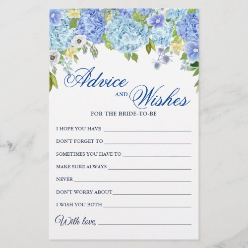 Blue Hydrangea Greenery Wishes  Advice Card