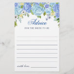 Blue Hydrangea Greenery Wishes & Advice Card<br><div class="desc">Enjoy your bridal shower with these funny games.
Personalize with the bride to be's name and date of shower. 
For further customization,  please click the "customize further" link. If you need help,  contact me please.</div>