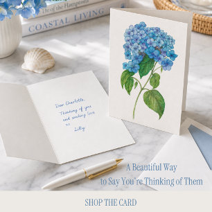 Blue Hydrangea Greeting Card Botanical Floral