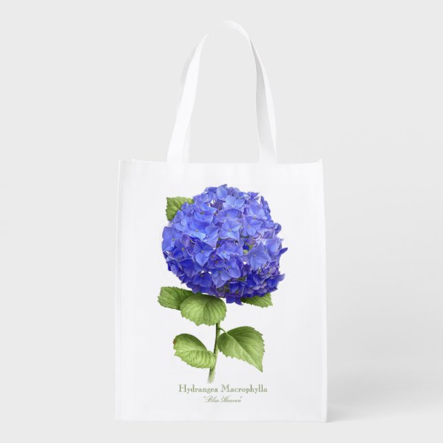 Blue Hydrangea Grocery Bag (Back)