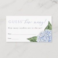 Blue Hydrangea Guess How Many Shower Game Card