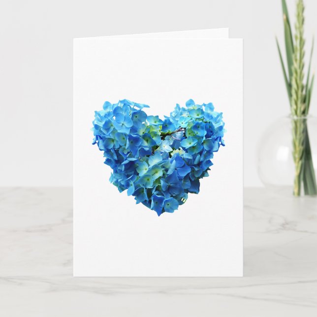 Blue Hydrangea Heart Card (Front)