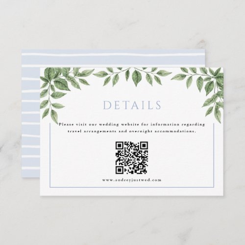 Blue Hydrangea Horizontal Detail with QR Code Enclosure Card