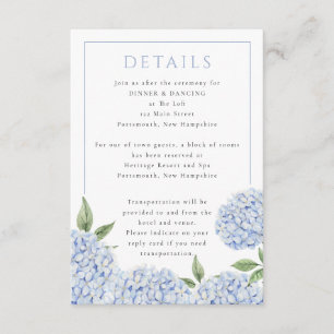 Blue Hydrangea Horizontal Details, Small Enclosure Card