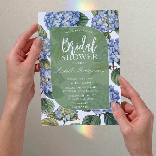 Blue Hydrangea Illustration Bridal Shower Invitation (Blue Hydrangea Illustration Bridal Shower Invitations
)