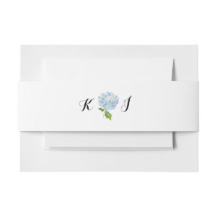 Blue Hydrangea InitialWeddin Invitation Belly Band