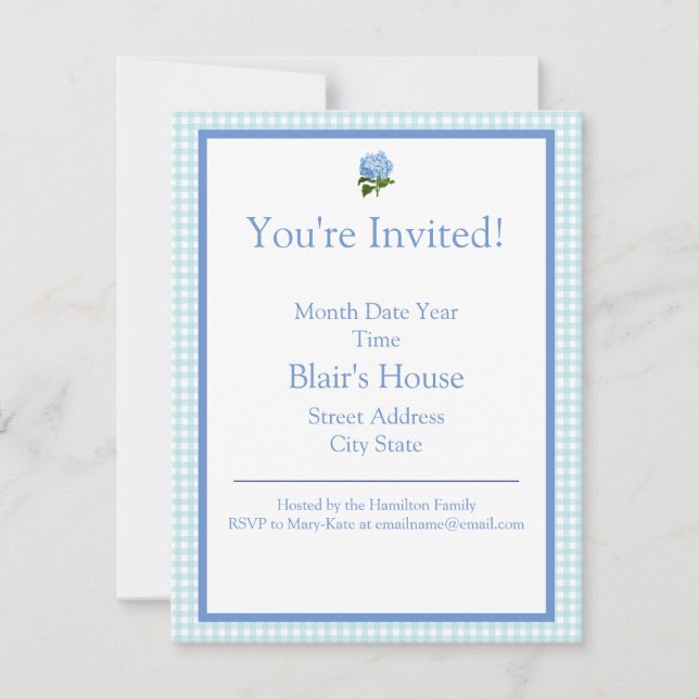 Blue Hydrangea Invitation (Front)
