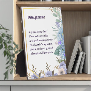 Blue Hydrangea Irish Blessing Prayer St Patrick's Plaque